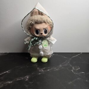 White Raincoat for Labubu with Keroppi Patch